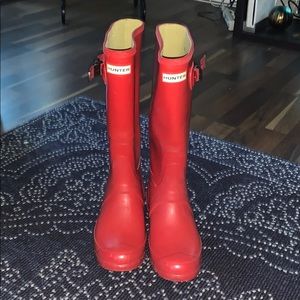 Red Wide Cafe Hunter Boots